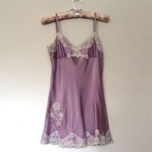 💜 Lavender chemise SILK with ivory lace